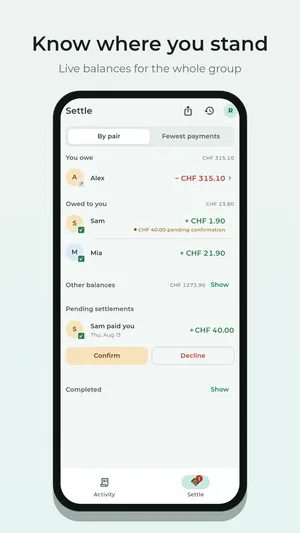 Live balances for the whole group