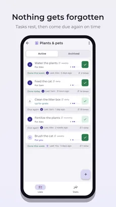 Tasks rest, then come due again on time